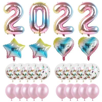 China Helium 1 Set 32 ​​Inch Gold Sliver Number Foil Balloons 2022 Happy New Year Party Decoration For Birthday Wedding for sale