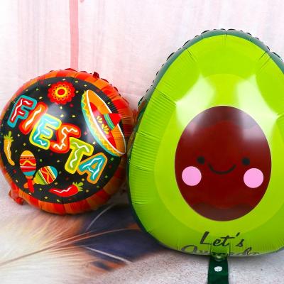 China Large Avocado Helium Green Fruit Theme Party Mexican Balloon Cartoon Foil Balloons Birthday Decor for sale