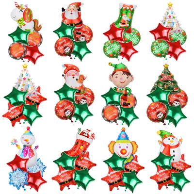 China Festival Decoration 5pcs Christmas Foil Balloons Sock Cane Star Christmas Tree Santa Irregular Shaped New Year Balloon Holy Event for sale