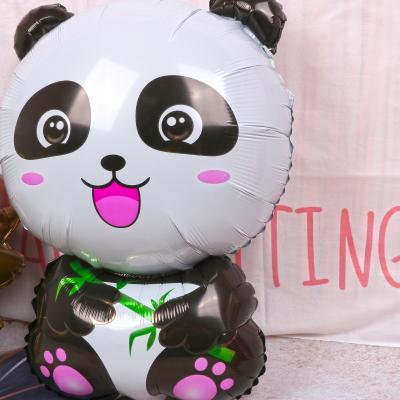 China Bamboo Forest Animal Inflatable Baby Shower Helium Kids 78*49cm Panda Foil Balloon Birthday Party for sale