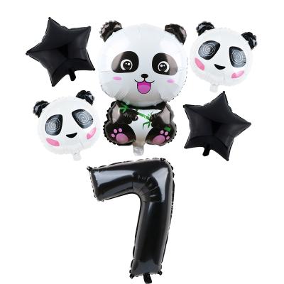 China Helium China Panda Black White Foil Balloons with Number 0-9 32inch for Baby Birthday Party Decor Kids for sale