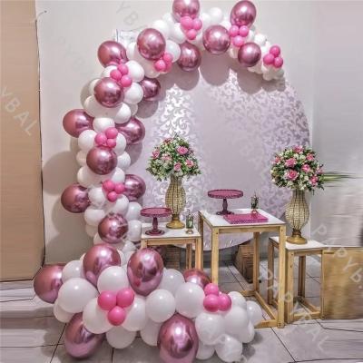 China 125Pcs Chrome Rose Gold Latex Balloon Arch Garland Kit White Latex Balloon Festival Decoration Birthday Wedding Decoration Supplies for sale