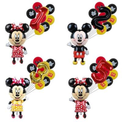 China 11pcs Aluminum Foil Mickey Minnie Mouse Party Balloons Mickey Mouse Balloon Baby Shower Birthday Party Decorations Kids Toys Gift for sale