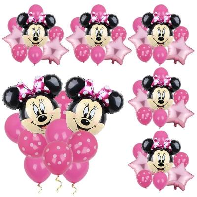 China 13Pcs Mickey Minnie Mouse Party Balloons Aluminum Foil Set 12inch Wave Dot Latex Balloons Kids Birthday Party Baby Shower Decor Supplies for sale