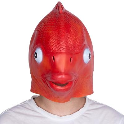 China Overhead Realistic Carnival Head Mask Aquatic Gold Fish For Halloween Party for sale