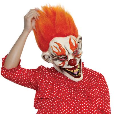 China Rubber Latex Gemmy Fire Clown Mask Scary Horror With Orange Hair for sale