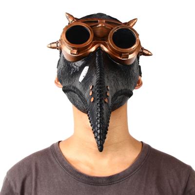 China Black Unique Horror Face Shield , Birdman Head Mask Steampunk With Goggles for sale