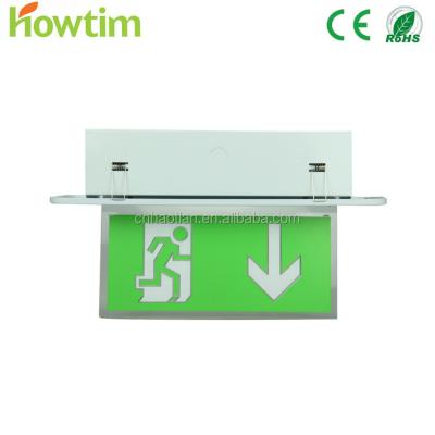 China Rectangle Shape Indoor Emergency Use Mall Safety Signs Symbols Aluminum Material Wall Mounted Emergency Exit Light Ceiling Mounted for sale