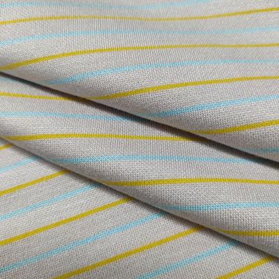 China 30% Organic Bamboo 70% Recycle Polyester Stripe Fabric Sustainable Space Dyed Double Face Knit Fabric for sale