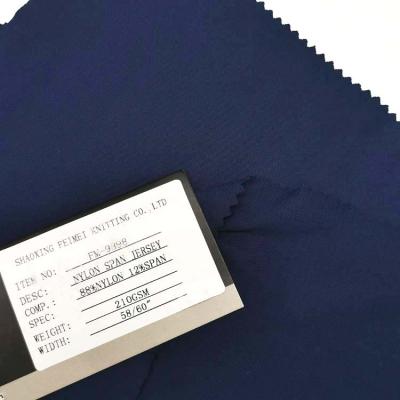 China New 22% Stretch Nylon 88% Spandex Fabric Soft Sports Jersey Fabric For Sports Wear With Solid Dark Blue Color for sale