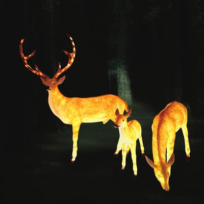 China Safe Use Commercial Christmas Garden Park Decoration Resin Material Animal Statue Led 3d Reindeer Lights for sale