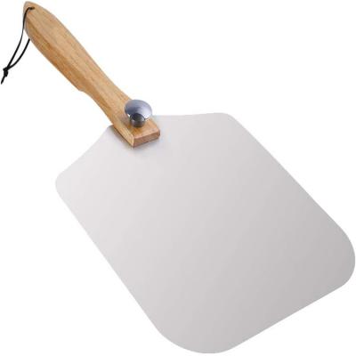 China Disposable pizza skin foldable square aluminum blade + wooden handle pizza shovel, kitchen pizza tools for sale