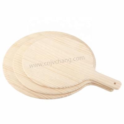 China 12 Inch Round Pizza Paddle Sustainable Natural Pine Form Wooden Pizza Skin For Homemade Pizza Use Tools for sale