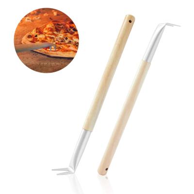 China Sustainable Detachable Aluminum Pizza Spinner Bibble Spinning Snap With Wood Handle for sale