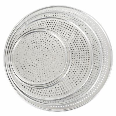 China Factory Sale Disposable Pizza Pan Aluminum Perforated Pizza Tray for Kitchen for sale