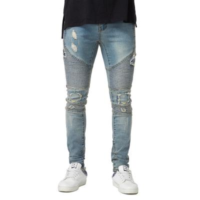 China Factory direct sales breathable stitching men's patch hole patchedjeans high waisted jeans with high end quality for sale