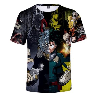 China 2021 Anti-wrinkle Fashion Hot Summer Custom My Hero Academia Japanese Anime Cool Casual 3D Printing Shirt for sale