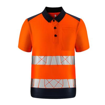 China 2022 Water Proof Good Quality Child Safety Reflective High Visibility Polo Shirt OEM Two Tone Short Sleeved Reflective Safety Polo Clothes for sale