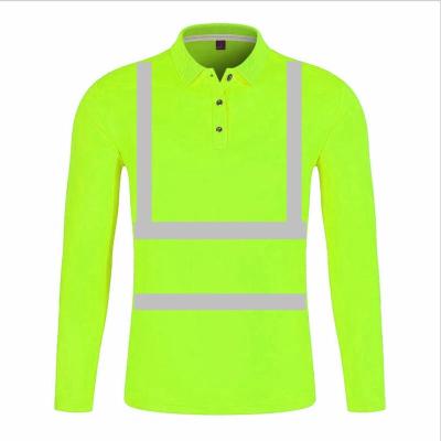 China 2022 Water Proof Custom Logo Security Polo Shirt Reflective High Visibility Hi Visibility Long Sleeve T-Shirt for sale