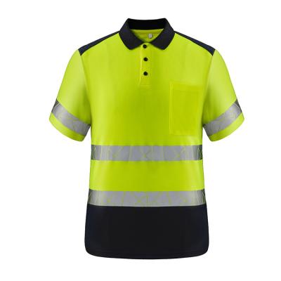 China 2022 Hot Selling Good Quality Mens Safety Reflective High Visibility Water Proof Two Tone Short Sleeved Polo Shirt for sale