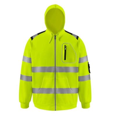 China 2022 Wholesale High Quality Water Proof Mens Safety Reflective Clothing Zippered Hoodie for sale