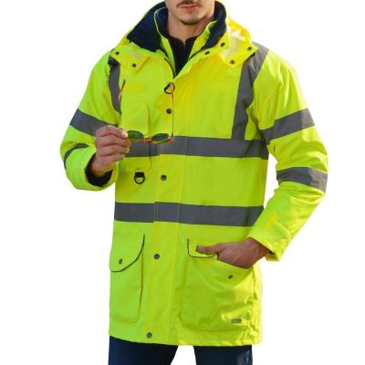 China 2022 Water Proof Reflective Safety Parka Yellow Waterproof Reflective Raincoat for sale