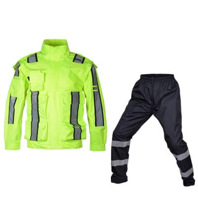 China Carnival Costume 2022 New Adult Raincoat Polyester Oxford Cloth Reflective Safety Clothes And Pants Outdoor Men's Clothing for sale