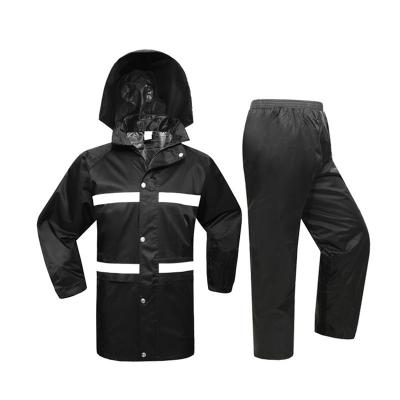 China 2022 Black Carnival Adults Costume Jacket Pants Set Raincoat Reflective Adults Outdoor Rescue Fishing Low Price Low MOQ Premium Rain Jacket Breeches for sale