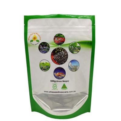 China OEM Moisture Proof Custom Printed Plastic Food Bag Zipper Bag With Hanging Hole For Chia Seed, Nut, Bean, Powder for sale