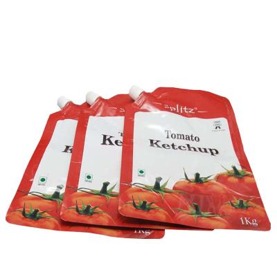 China Safety Moisture Proof Food Grade Spout Bags Clear Spout Pouch Thermos Bags Tomato Sauce Ketchup Packaging Bag for sale