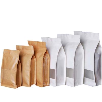 China Moisture Proof Kraft Paper Holder Pouch Doypack Ziplock Bags With Clear Window for sale