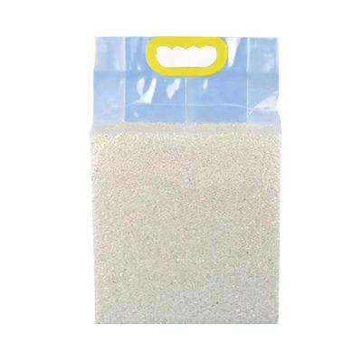 China Moisture Proof Clear Nylon Gusset Laminated Side Vacuum Bag With Handle For 5 Kg Rice for sale