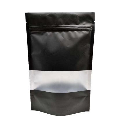 China Black Moisture Proof Matte Stand Up Zipper Packaging Plastic Bag With Clear Window for sale