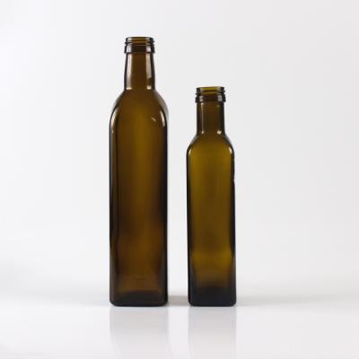 China Frying Oil Factory Brown Round Square Glass Olive Oil Bottle Vinegar Cruet Amber Oil Bottle for sale