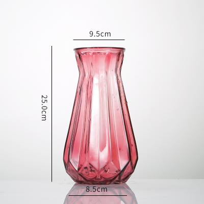 China New classic/postmodern home modern glass flower vase, fashion decor glass pot with color big size flower pot for sale