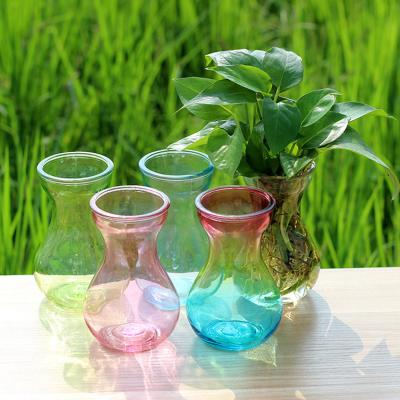 China New Hyacinth Classic/postmodern Vase with color,modern home glass flower vase,fashion decor glass jar with color for sale