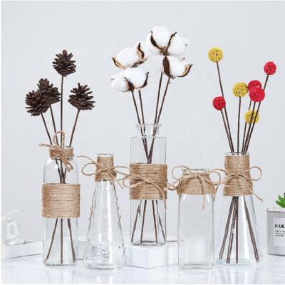 China Car Decorative Round Transparent Home Use Single Glass Flower Vase for sale