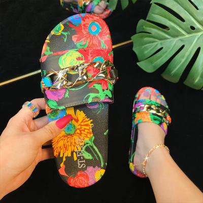 China JANHE waterproof sandals pour women color flower print shoes flip flops ladies outdoor sandal flat shoe slides slippers for women for sale