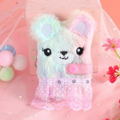 China JANHE de cuaderno de diario DAIRY DAIRY kids gift pocket book dairy durable cute hanging plush fur mini diary notebook diary for girls for sale