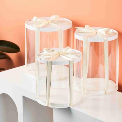 China Recyclable Custom Transparent High Quality Large Cake Boxes 6 Inch-10 Inch Cylinder Cake Gift Box Birthday Gift Package Cake Boxes for sale