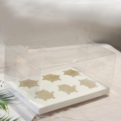 China High Grain Pattern 6 Cupcake Boxes Clear Lid Food Grade Cupcake Box6 Cupcake Box Recyclable for sale