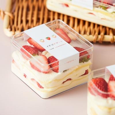 China 2021 Hot Sales Recyclable Square Desserts Packaging Box High Quality Transparent Food Packaging Candy Dessert Box for sale