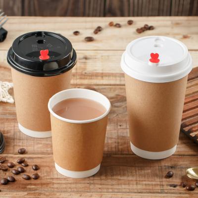 China High Quality Custom Biodegradable Kraft Paper Cup Print Double Wall Coffee Cup Disposable Hot Drink Paper Coffee Cups With Lids for sale