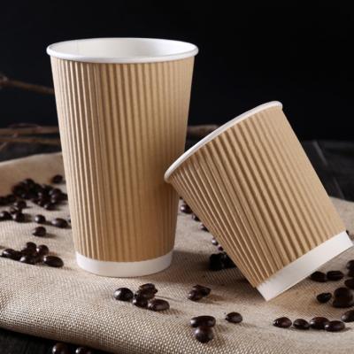 China 8 12 Recyclable Disposable Custom Made 16 oz Double Wall Insulated Ripple Ripple Paper Cup Rippled Paper Coffee Cup With Lids for sale