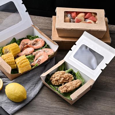 China Wholesale Custom Disposable Lunch Wrapping Paper Printing Salad Ready-to-eat Wrapping Paper Disposable Packaging Box With Window for sale