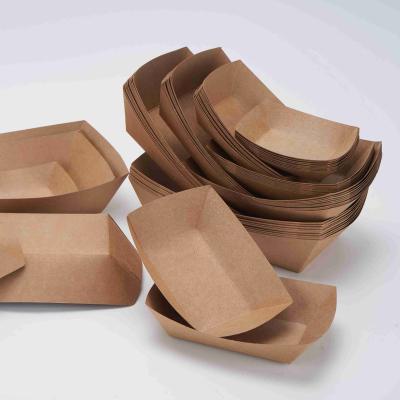 China Disposable Paper Tray Custom Paper Tray Chinese Factory BBQ Food Chips Packaging Paper Box Disposable Ship for sale