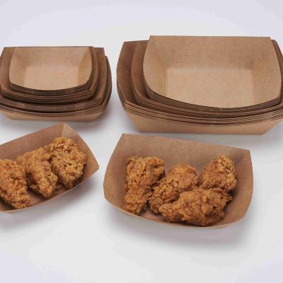 China Disposable Fried Chicken Fast Food Hot Dog Snacks Packaging Paper Ship Disposable Custom French Fries Boxes for sale