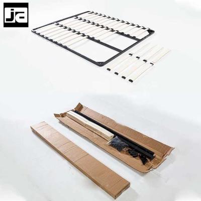 China Knock Down Factory Direct Sale Easy Assembling Modern Minimalist Tall Iron Ribs Folding Metal Bed Frame for sale