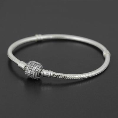 China Wholesale Authentic 925 Sterling Silver Bangle Bracelet Chain For European Charms Bead Women Jewelry for sale