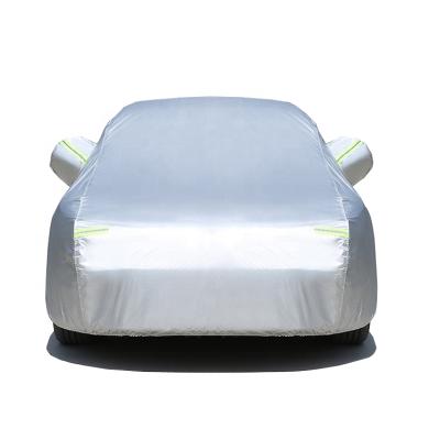 China Full Size Polyester Sun Proof All Weather Waterproof Universal Fitted Silver Car Covers for sale